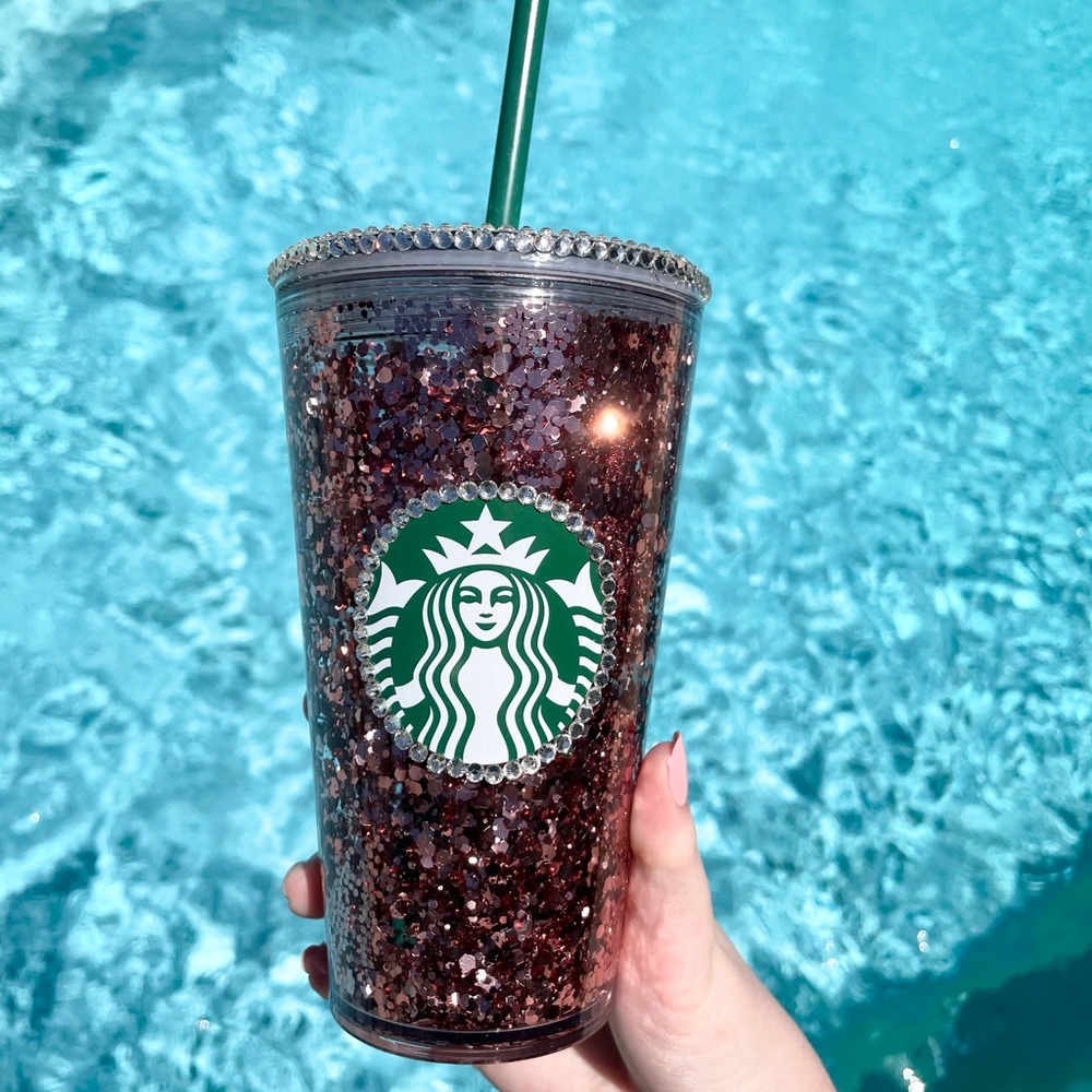 Handmade Rose Gold Starbucks Snowglobe Tumbler